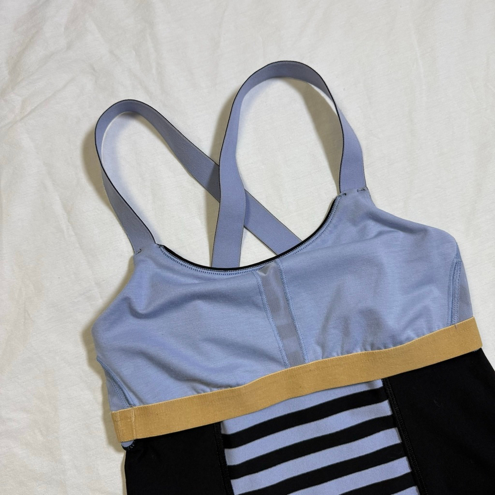 LULULEMON Top Women Size 6 Small Sea Stripe Polar Haze Black Work It Out Tank - Picture 9 of 12
